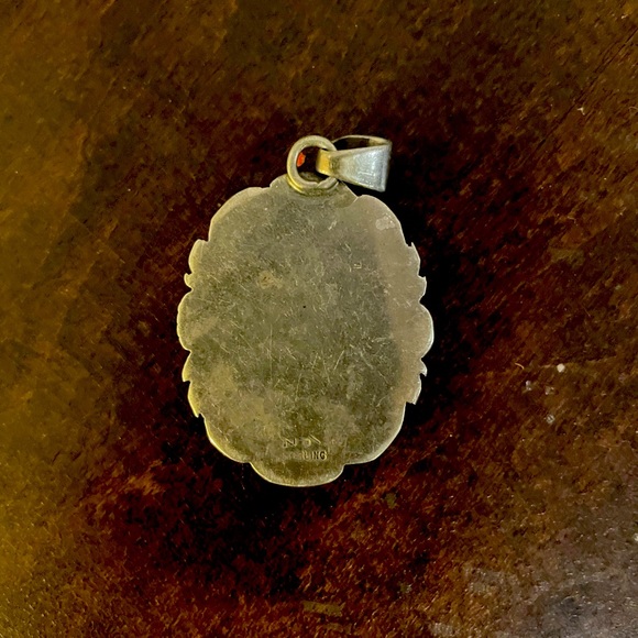 Large vintage sterling onyx pendant - Picture 2 of 2